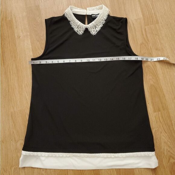 Karl Lagerfeld Lace Collar Sleeveless Top - size Small in Black/White. - Picture 10 of 13